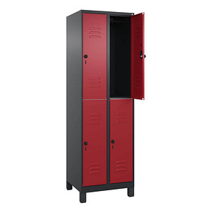 CP Spind Classic Plus rubinrot, schwarzgrau 080310-20 S10124, 4 Schließfächer 60,0 x 50,0 x 195,0 cm