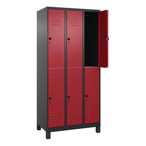 CP Spind Classic Plus rubinrot, schwarzgrau 080310-30 S10124, 6 Schließfächer 90,0 x 50,0 x 195,0 cm
