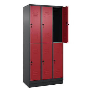 CP Spind Classic PLUS rubinrot, schwarzgrau 080320-30 S10124, 6 Schließfächer 90,0 x 50,0 x 195,0 cm