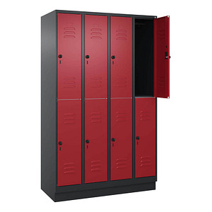 CP Spind Classic PLUS rubinrot, schwarzgrau 080320-40 S10122, 8 Schließfächer 120,0 x 50,0 x 195,0 cm