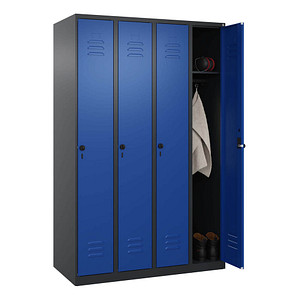 CP Spind Classic Plus enzianblau, schwarzgrau 080000-40 S10057, 4 Schließfächer 120,0 x 50,0 x 185,0 cm