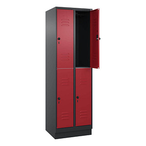 CP Spind Classic PLUS rubinrot, schwarzgrau 080320-20 S10125, 4 Schließfächer 60,0 x 50,0 x 195,0 cm