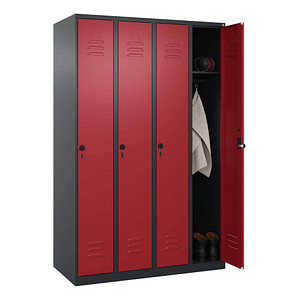 CP Spind Classic Plus rubinrot, schwarzgrau 080000-40 S10058, 4 Schließfächer 120,0 x 50,0 x 185,0 cm