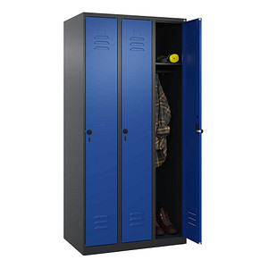 CP Spind Classic Plus enzianblau, schwarzgrau 080000-30 S10061, 3 Schließfächer 90,0 x 50,0 x 185,0 cm