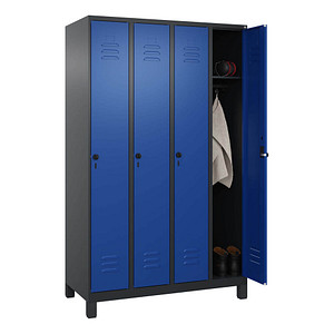 CP Spind Classic Plus enzianblau, schwarzgrau 080010-40 S10061, 4 Schließfächer 120,0 x 50,0 x 195,0 cm