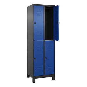 CP Spind Classic Plus enzianblau, schwarzgrau 080310-20 S10137, 4 Schließfächer 60,0 x 50,0 x 195,0 cm