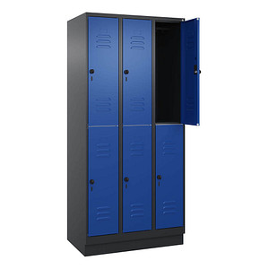 CP Spind Classic PLUS enzianblau, schwarzgrau 080320-30 S10137, 6 Schließfächer 90,0 x 50,0 x 195,0 cm