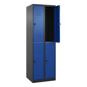 CP Spind Classic Plus enzianblau, schwarzgrau 080300-20 S10067, 4 Schließfächer 60,0 x 50,0 x 185,0 cm