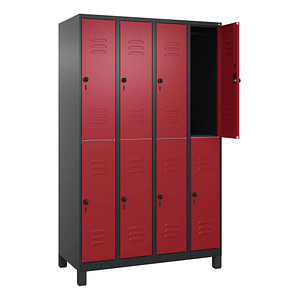 CP Spind Classic Plus rubinrot, schwarzgrau 080310-40 S10123, 8 Schließfächer 120,0 x 50,0 x 195,0 cm