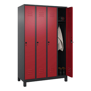 CP Spind Classic Plus rubinrot, schwarzgrau 080010-40 S10062, 4 Schließfächer 120,0 x 50,0 x 195,0 cm