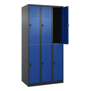 CP Spind Classic Plus enzianblau, schwarzgrau 080300-30 S10091, 6 Schließfächer 90,0 x 50,0 x 185,0 cm