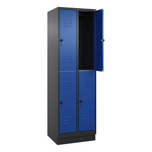 CP Spind Classic PLUS enzianblau, schwarzgrau 080320-20 S10137, 4 Schließfächer 60,0 x 50,0 x 195,0 cm