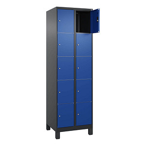 CP Schließfachschrank Classic Plus enzianblau, schwarzgrau 080010-205 S10041, 10 Schließfächer 60,0 x 50,0 x 195,0 cm