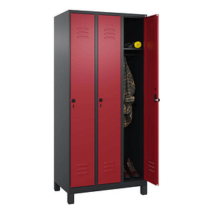 CP Spind Classic Plus rubinrot, schwarzgrau 080010-30 S10059, 3 Schließfächer 90,0 x 50,0 x 195,0 cm