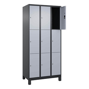 CP Schließfachschrank Classic Plus schwarzgrau, weißaluminium 080010-303 S10038, 9 Schließfächer 30,0 x 50,0 x 195,0 cm