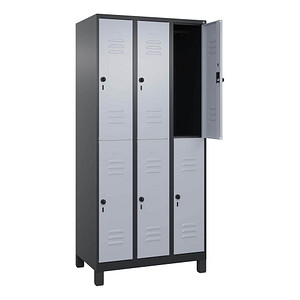 CP Spind Classic Plus schwarzgrau, weißaluminium 080310-30 S10147, 6 Schließfächer 90,0 x 50,0 x 195,0 cm