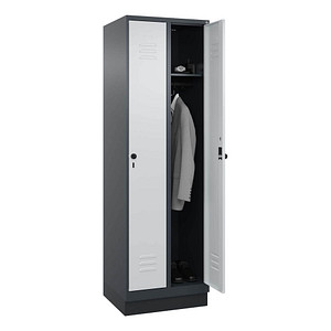 CP Spind Classic PLUS schwarzgrau, weißaluminium 080020-20 S10081, 2 Schließfächer 60,0 x 50,0 x 195,0 cm
