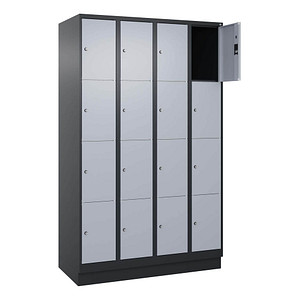 CP Schließfachschrank Classic PLUS schwarzgrau, weißaluminium 080020-404 S10037, 16 Schließfächer 120,0 x 50,0 x 185,0 cm