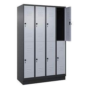 CP Spind Classic PLUS schwarzgrau, weißaluminium 080320-40 S10154, 8 Schließfächer 120,0 x 50,0 x 195,0 cm