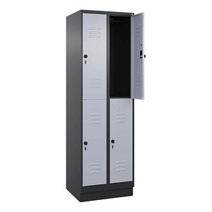 CP Spind Classic PLUS schwarzgrau, weißaluminium 080320-20 S10152, 4 Schließfächer 60,0 x 50,0 x 195,0 cm