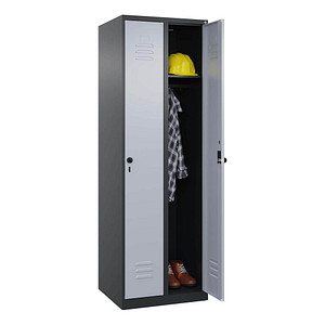 CP Spind Classic Plus schwarzgrau, weißaluminium 080000-20 S10111, 2 Schließfächer 90,0 x 50,0 x 185,0 cm