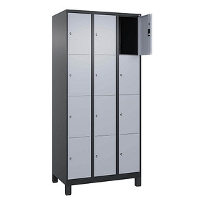 CP Schließfachschrank Classic Plus schwarzgrau, weißaluminium 080010-304 S10044, 12 Schließfächer 90,0 x 50,0 x 195,0 cm
