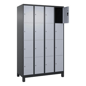 CP Schließfachschrank Classic Plus schwarzgrau, weißaluminium 080010-404 S10040, 16 Schließfächer 120,0 x 50,0 x 195,0 cm