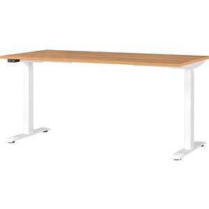 GERMANIA JET höhenverstellbarer Schreibtisch grandson-eiche rechteckig, T-Fuß-Gestell weiß 160,0 x 80,0 cm