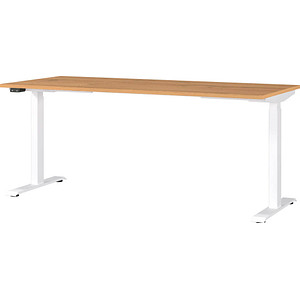 GERMANIA JET höhenverstellbarer Schreibtisch grandson-eiche rechteckig, T-Fuß-Gestell weiß 180,0 x 80,0 cm