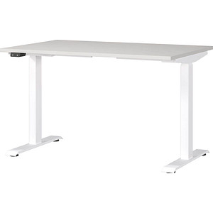 GERMANIA JET höhenverstellbarer Schreibtisch lichtgrau rechteckig, T-Fuß-Gestell weiß 120,0 x 80,0 cm