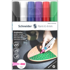 6 Schneider Paint-It 320 V1 Acrylstifte farbsortiert 4,0 mm