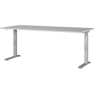 GERMANIA DOWNEY höhenverstellbarer Schreibtisch kaschmir rechteckig, C-Fuß-Gestell silber 180,0 x 80,0 cm
