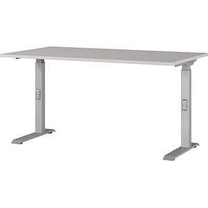 GERMANIA DOWNEY höhenverstellbarer Schreibtisch kaschmir rechteckig, C-Fuß-Gestell silber 140,0 x 80,0 cm
