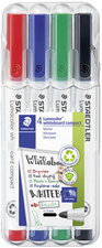 STAEDTLER Lumocolor Whiteboard Marker, 4er Set Rundspitze, kann mehrere Tagen o