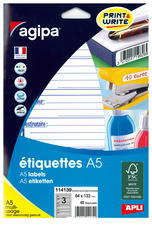 agipa Etiquettes "expéditeur/destinataire", 64 x 133 mm