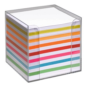 folia Zettelbox, Kunststoff, glasklar, Füllung: weiß/farbig