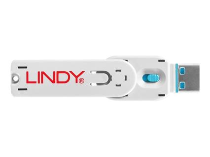LINDY USB Port Schloss (4 Stück) mit Schlüssel: Code BLAU