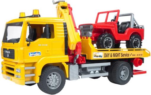 bruder MAN TGA Abschlepp-LKW mit Geländewagen 2750 Spielzeugauto