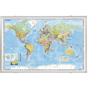 FRANKEN Weltkarte, magnethaftend, (B)1.380 x (H)880 mm