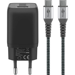 goobay Ladekabel mit Adapter schwarz 1,0 m, 65 Watt
