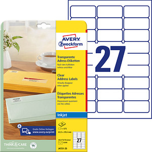 ZWECKFORM Avery Address Labels - Polyesteretiketten - durchsichtig - 25 Stck. 2