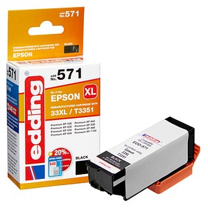 EDDING Tintenpatrone ersetzt Epson 33XL / T3351 Kompatibel einzeln Schwarz EDD-