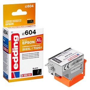 EDDING EDD-604 schwarz Tintenpatrone ersetzt EPSON 202XL T02G14 ( 18-604 )