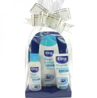 Elina Geschenk-Packung 3-teilig | Urea 3% Dusch 250 ml + Body Milk 75 ml + Gesichtspflegecreme 75-ml-Dose