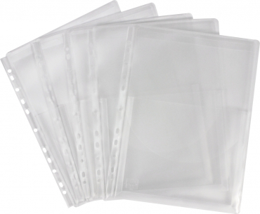 Prospekthüllen mit Klappe und Abheftrand in transparent natur – 5 Stück