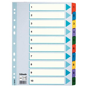 Esselte Ordnerregister Vollformat 1-10 weiß 10-teilig, 1 Satz