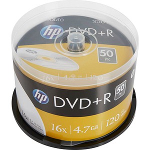 HP DVD+R 4.7GB/120Min/16x Cakebox (50 Disc) (DRE00026)