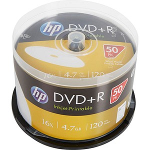 HP DVD+R 4.7GB/120Min/16x Cakebox (50 Disc) (DRE00026WIP)