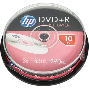 HP DVD+R DL 8.5GB/240Min/8x Cakebox (10 Disc) (DRE00060)