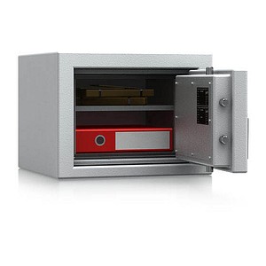 ISS Tresor Düsseldorf Mettmann I Sicherheitsstufe S2 nach EN14450 mit Feuerschutz lichtgrau 49,5 x 47,2 x 37,5 cm